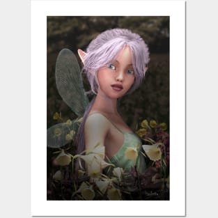 Cute fairy with flowers Posters and Art